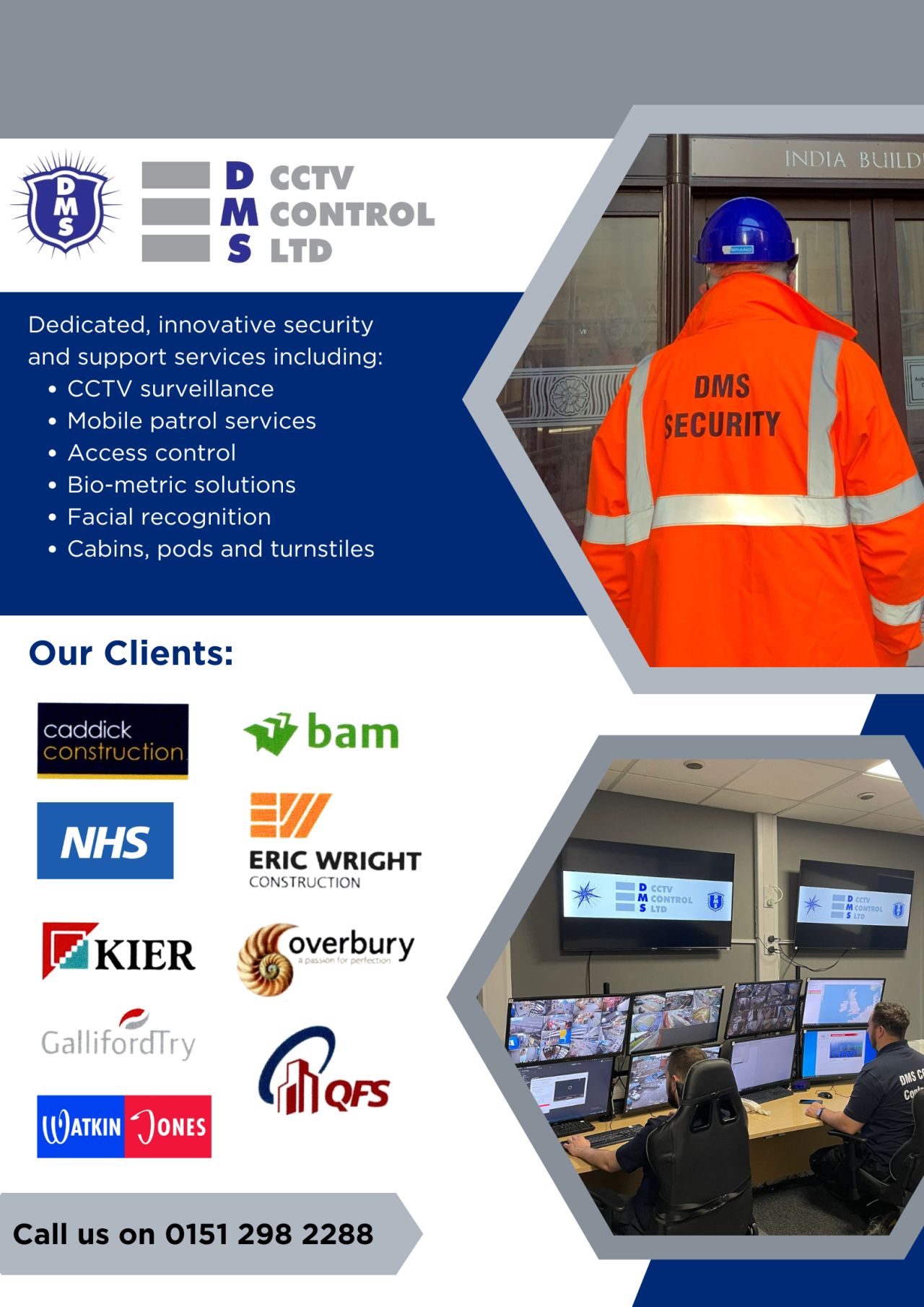DMS clients including Caddick Construction, BAM, NHS, Eric Wright Construction, Kier, Overbury, Galliford Try, QFS and Watkin Jones